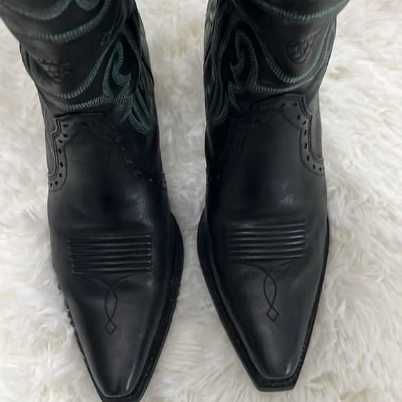 Ariat Heritage Vintage X Toe Black / Green Western Boots - #10005918 - Sz 8 B - Picture 4 of 8